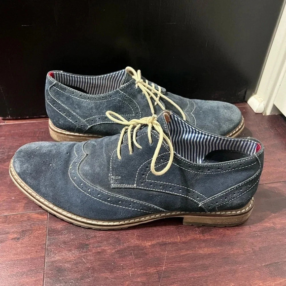 Ben Sherman Blue Suede Oxfords Size US 10 / EU 43 EUC Lace Up Well Made. - Picture 2 of 8